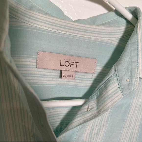 Loft Button Down Shirt Mint Green White Stripes - Picture 13 of 14